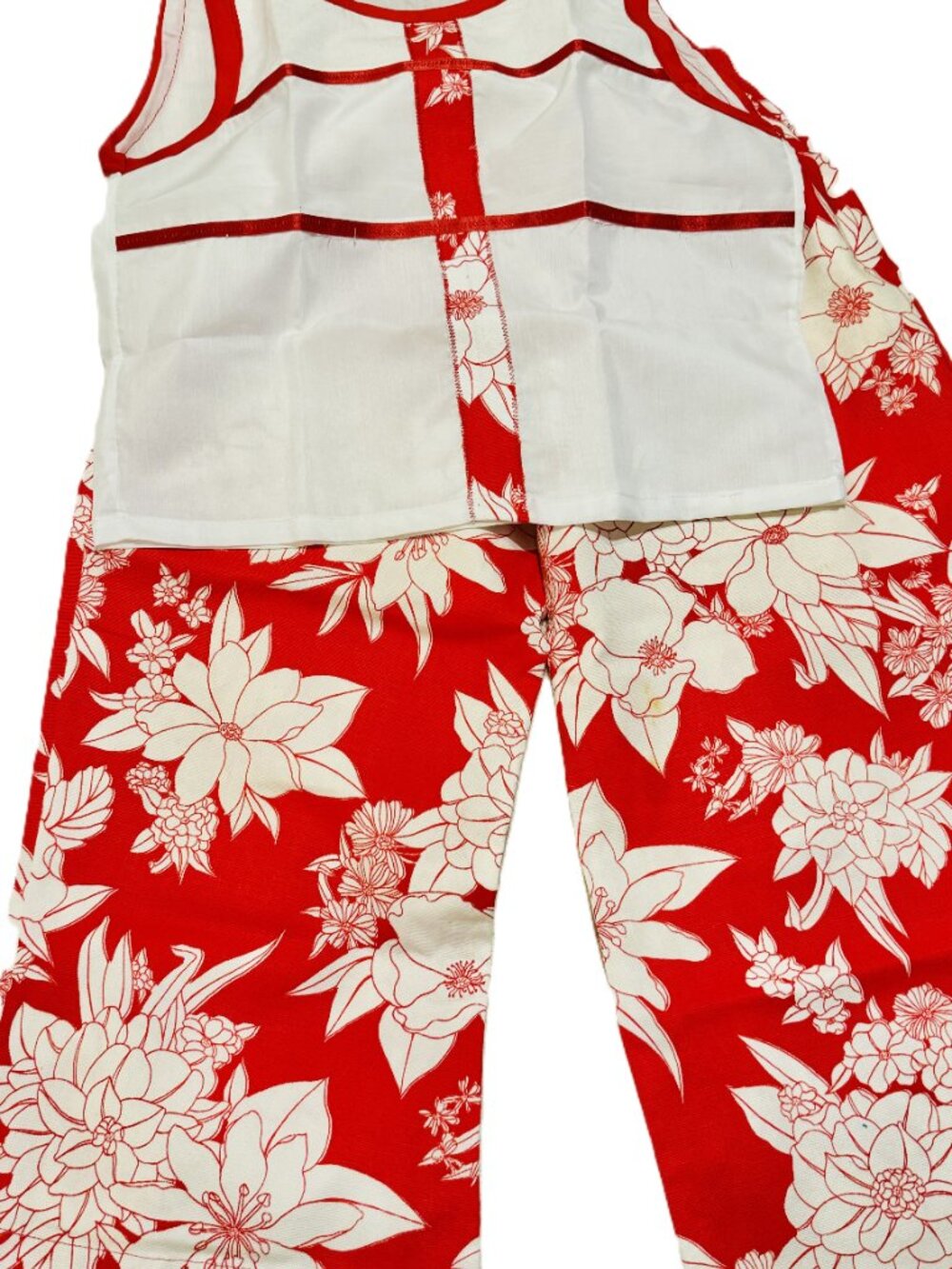 Red and White Kid's Capri Set - Handmade